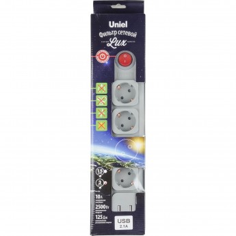 Cетевой фильтр UNIEL S-GSL5-3U GREY