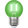 Лампа светодиодная UNIEL LED-G45-5W/GREEN/E27 GLA02GR картон UL-00002988