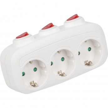 Разветвитель сетевой UNIEL S-GES3-16OB WHITE с выключателем, 3 гнезда, 16А, 3500Вт